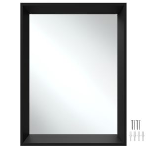 Espelho de parede rectangular de poliestireno, 40 x 3,8 x 60 cm, preto