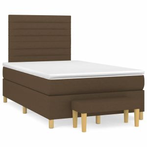 vidaXL cama box spring con colchón tela marrón oscuro 120x190 cm