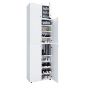 Armario de zapatos lona blanco al. 223 x an. 70 x p. 39 cm