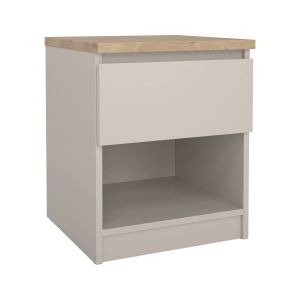 Comodino solantra, 2 prateleiras, em madeira bege 40x40x50h cm