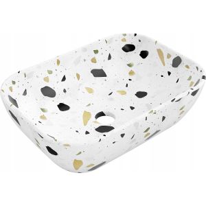 Lavatório de pousar 45,5x32,5x13,5 cm, branco/terrazzo