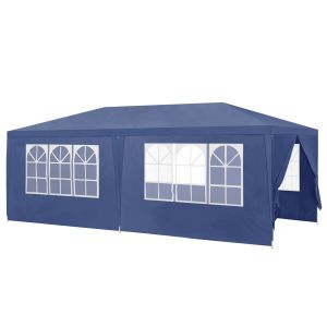 Tenda pavilhão de jardim wedau metal 600 x 300 x 255 cm azul escuro