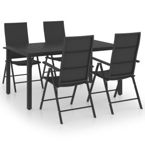 vidaXL juego de comedor para jardín 5 piezas negro