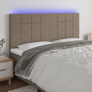 Cabeceira cama c/ LED tecido 180x5x118/128 cm cinza-acastanhado ergft2872