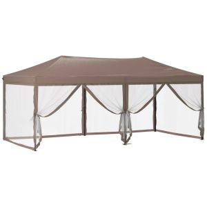 Tenda p/ festas dobrável c/ paredes laterais cinza-acastanhado