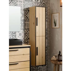 Coluna da casa de banho anais 2 portas 140x30x25 cm carvalho e preto t-bath