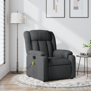 Poltrona de massagens reclinável tecido cinzento-escuro pt5487