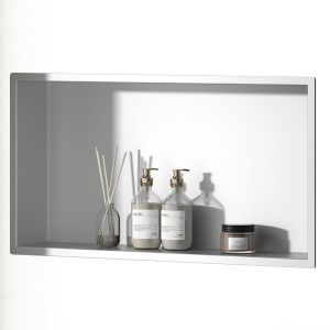 Kibath nicho retangular embutido 60x30 cm branco aço inoxidável.