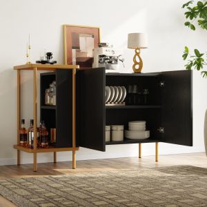 Aparador com 6 gavetas preto 77x120x40cm