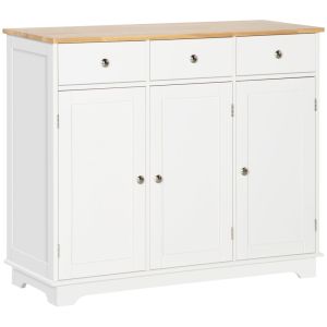 Aparador de cozinha 101x40x85 cm mdf e madeira de borracha color blanco