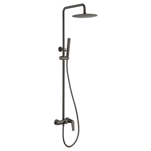 Set de ducha monocomando preto gun metal em aço e latão com tubo extensível