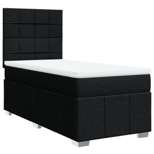 vidaXL cama box spring con colchón tela negro 90x200 cm