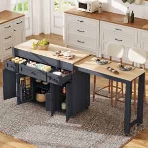 Ilha de cozinha com arrumação cinzento 92x190x45cm