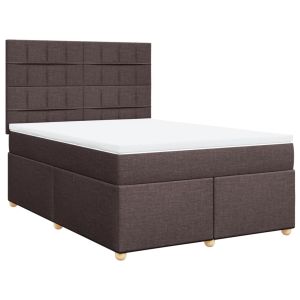 vidaXL cama box spring con colchón tela marrón oscuro 160x200 cm