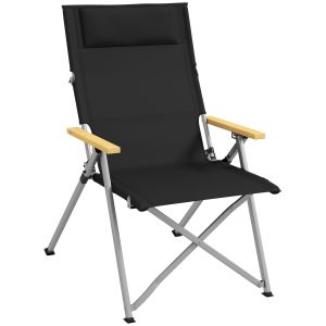 Cadeira de campismo tecido oxford 600d, alumínio, madeira de faia preto