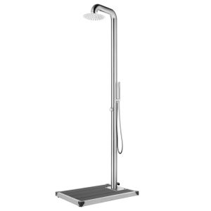 vidaXL ducha de jardín con base gris 230 cm acero inoxidable