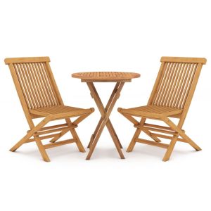 vidaXL juego de comedor para jardín 3 piezas madera maciza de teca