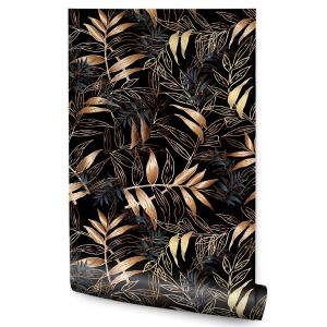 Papel de parede leaves plantas sala de estar decoração moderna