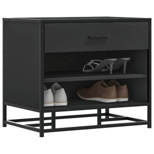 Banco para calçado 60x40x53,5 cm madeira e metal preto wf156228