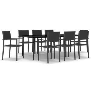 vidaXL juego de comedor para jardín 9 piezas negro