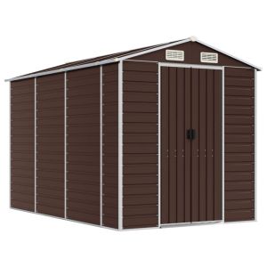 Abrigo de jardim 191x300x198 cm aço galvanizado castanho
