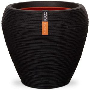 Capi vaso afunilado nature rib 42x38 cm preto kblr362