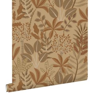 Estahome papel de parede folhas cervinaeterracota 50 x 900 cm