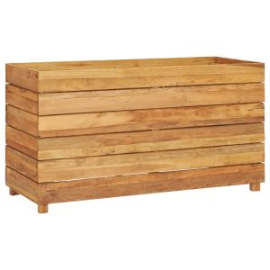 Arriate de teca reciclada y acero 100x40x55 cm