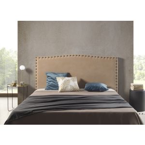 Cabeceira âmbar para cama de 160 cm em tecido cor camel, 165 x 115 x 8 cm.