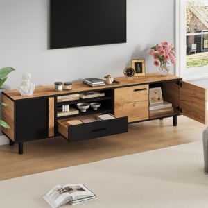 Móvel de tv com 3 portas e 1 gaveta preto madeira 50x180x32,5cm
