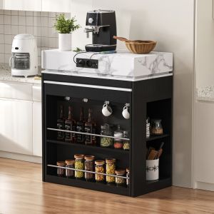 Mesa de jantar extensível com arrumação mdf e vidro preto 96x146,5x83cm
