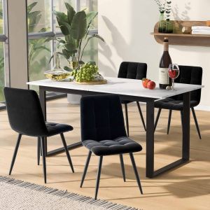 Conjunto mesa de jantar extensível branco mdf com 4 cadeiras pretas