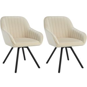 2 cadeiras de sala de jantar giratória 360º de terciopelo 58x58x82 cm crema