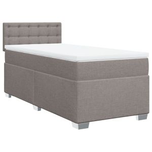 vidaXL cama box spring con colchón tela gris taupe 100x200 cm