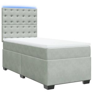 vidaXL cama box spring con colchón terciopelo gris claro 100x200 cm
