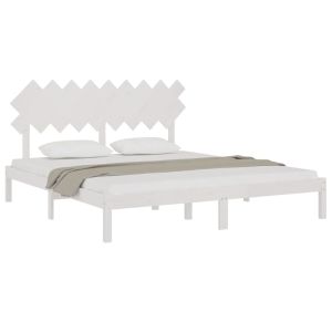 vidaXL estructura cama de madera maciza blanca super king 180x200 cm