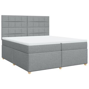 vidaXL cama box spring con colchón tela gris claro 200x200 cm