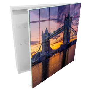 Caixa para chaves decorativa 30x30x5, abertura à direita branca