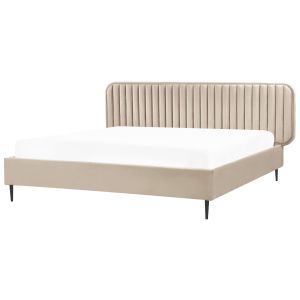 Cama veludo brin 180 x 200 cm taupe