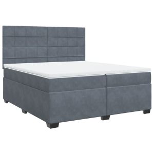 vidaXL cama box spring con colchón terciopelo gris oscuro 200x200 cm
