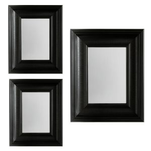 Dekoarte - conjunto de 3 espelhos decorativos de com moldura vintage preto