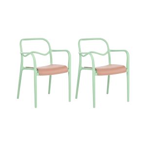 Conjunto de 2 cadeiras de jardim thasos material sintético verde