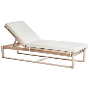 Espreguiçadeira com almofada azzanello madeira de acácia branco creme