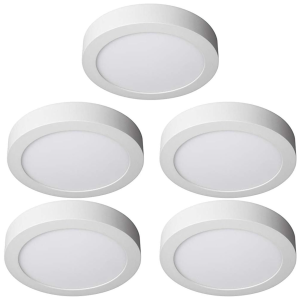Pack 5 downlight LED 18w 4200ºk superfície branca redonda ø210x37 mm