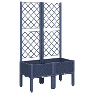 vidaXL jardinera con enrejado pp azul gris 80x40x142 cm