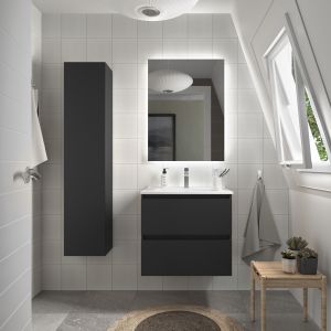 Móvel de banheiro bequia 60 cm preto| lavatório em porcelana