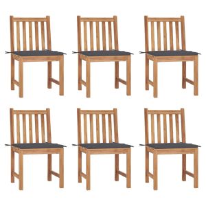 Cadeiras de jardim 6 pcs c/ almofadões madeira de teca maciça