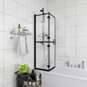 Divisória de chuveiro dobrável esg 100x140 cm preto