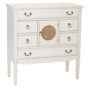 Cómoda de madeira com grelha branca 85x38x90