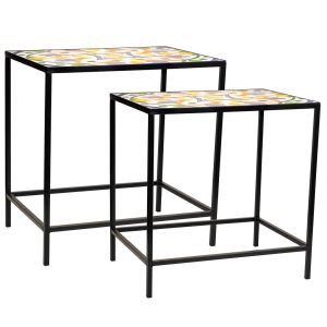 Conjunto de 2 suportes em mosaico preto e metal